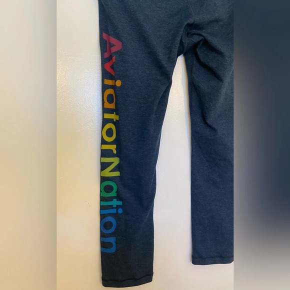 Aviator Nation Rainbow Crop Leggings Charcoal Size Small - Picture 5 of 7